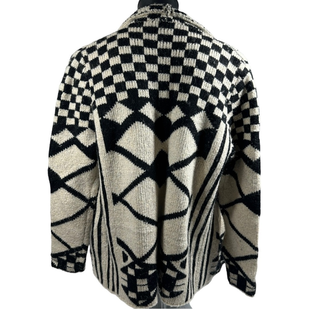 Sioni Open Front Cardigan Sweater Black White Women's Medium - Picture 4 of 6